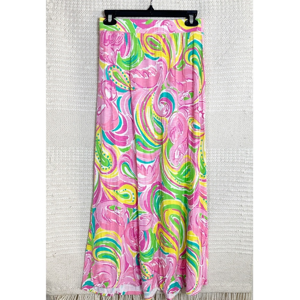 LILLY PULITZER pink flamingo All Nighter Marnie maxi skirt S